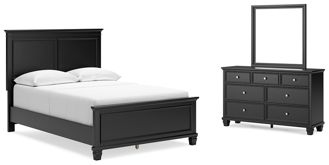 Lanolee Full Panel Bed with Mirrored Dresser