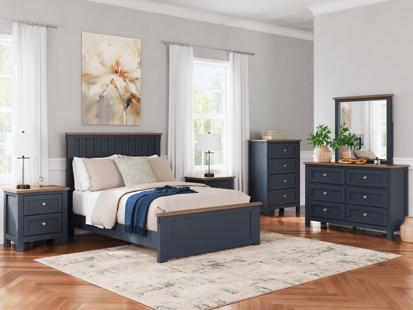 Landocken Full Panel Bed with Dresser and 2 Nightstands