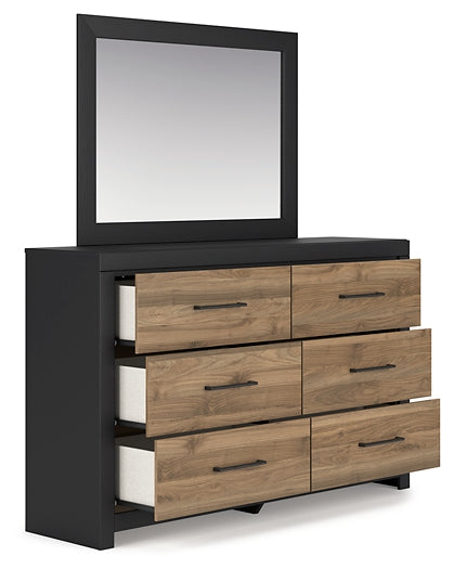 Vertani Twin Panel Bed with Mirrored Dresser and Nightstand