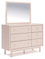 Wistenpine Twin Upholstered Panel Bed with Mirrored Dresser, Chest and Nightstand