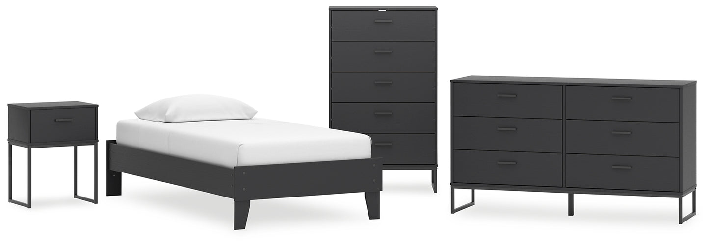 Socalle Twin Platform Bed with Dresser, Chest and Nightstand