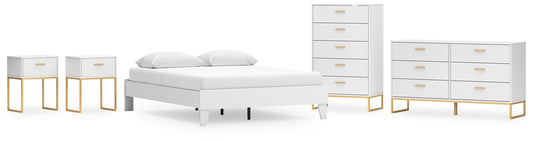 Socalle Queen Platform Bed with Dresser, Chest and 2 Nightstands