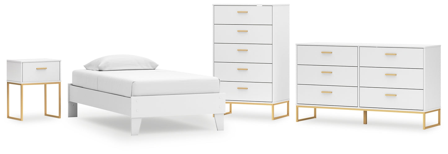 Socalle Twin Platform Bed with Dresser, Chest and Nightstand