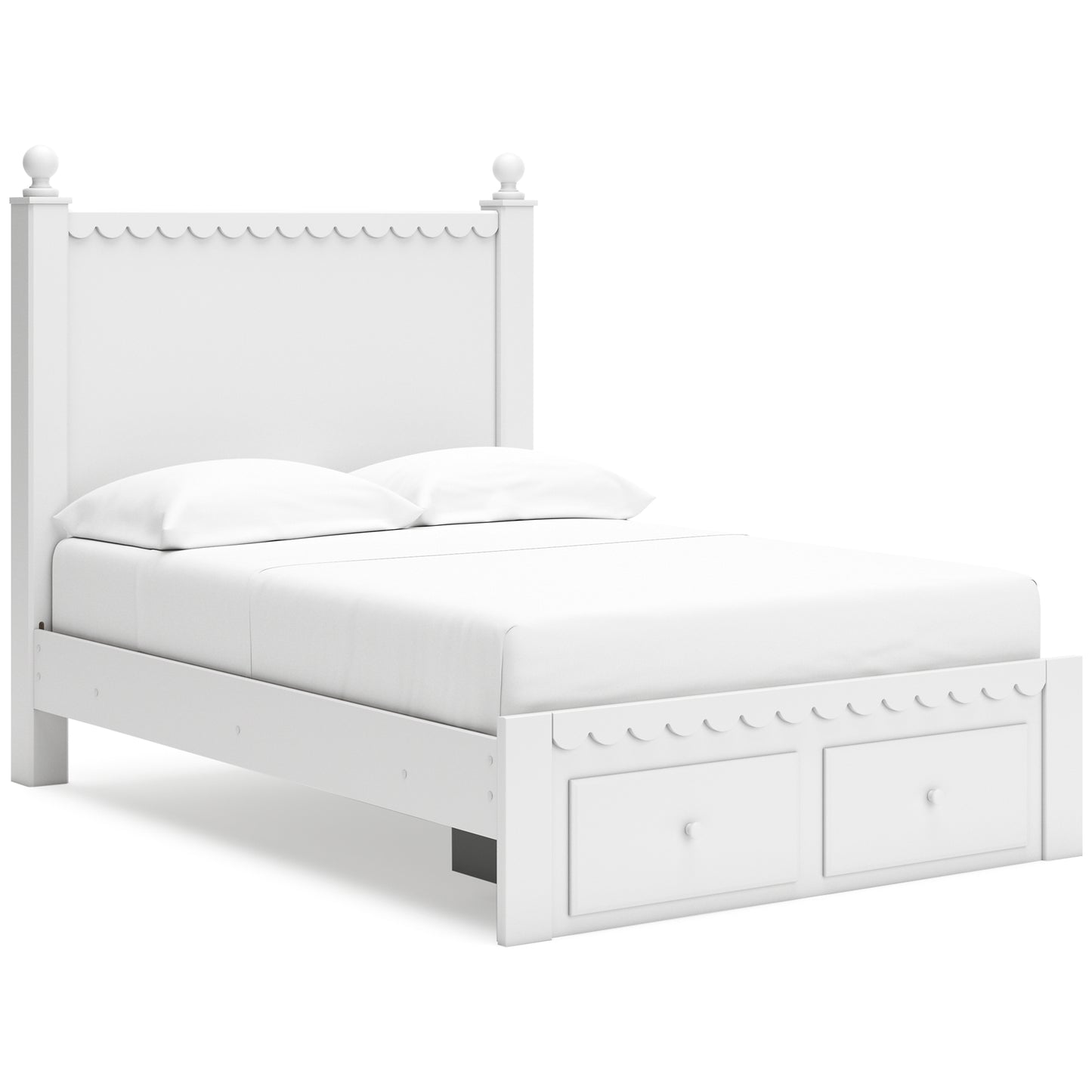 Mollviney Full Panel Storage Bed with Mirrored Dresser, Chest and Nightstand