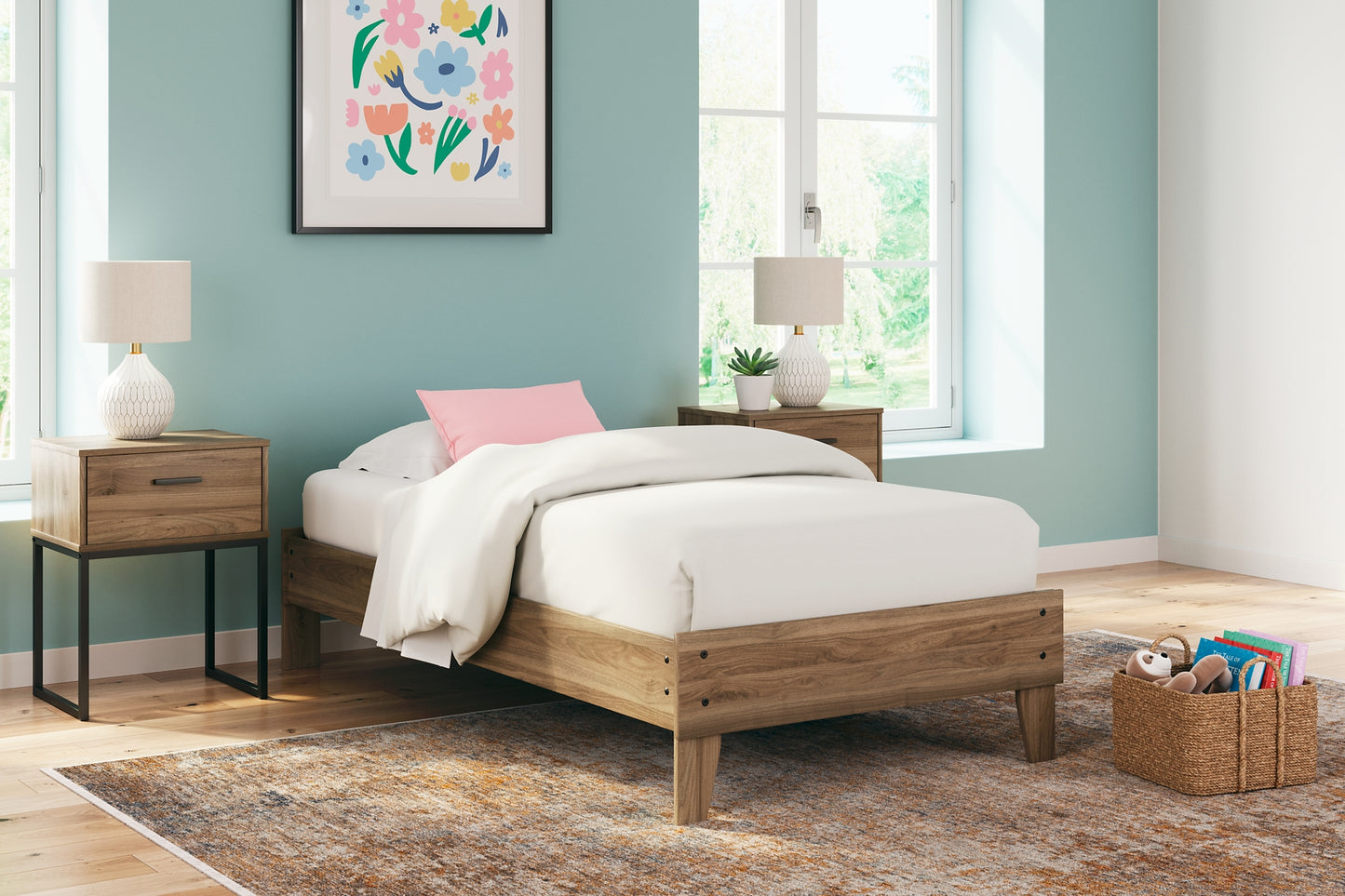 Deanlow Twin Platform Bed with Dresser, Chest and 2 Nightstands