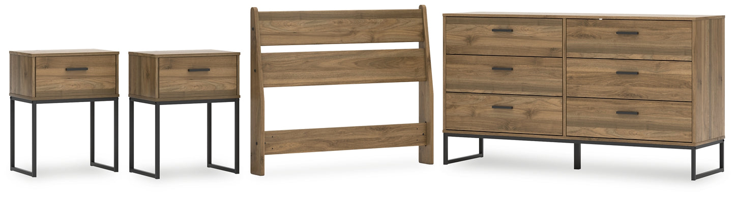 Deanlow Twin Panel Headboard with Dresser and 2 Nightstands