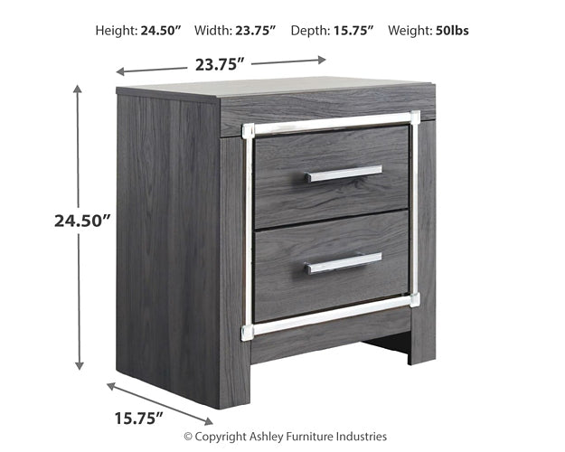 Lodanna Full Panel Bed with 2 Storage Drawers with Mirrored Dresser, Chest and 2 Nightstands