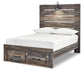 Drystan Full Panel Bed with 2 Storage Drawers with Mirrored Dresser