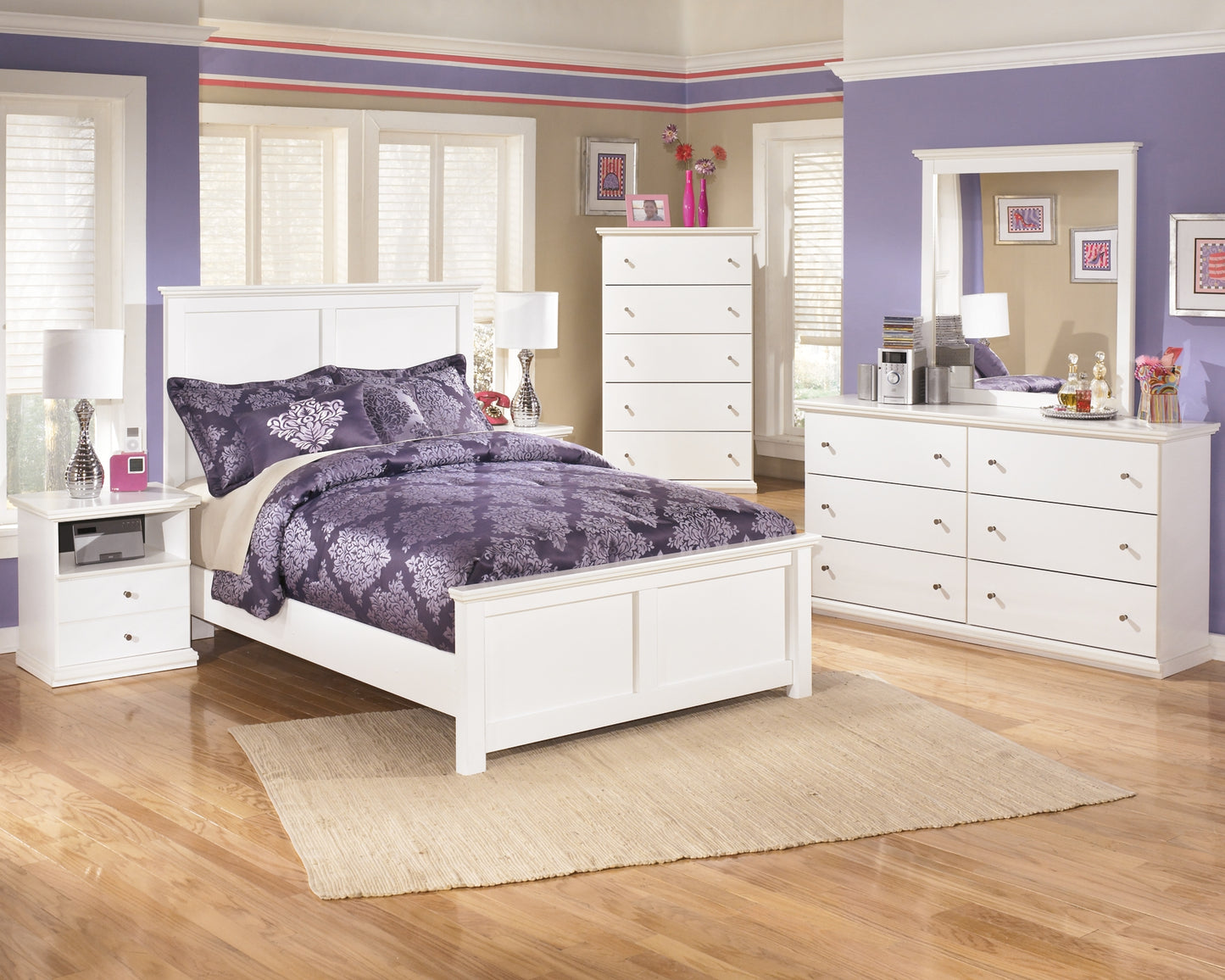 Bostwick Shoals Full Panel Bed with Mirrored Dresser and Chest