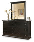 Maribel Queen/Full Panel Headboard with Mirrored Dresser and Chest